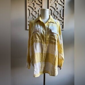 American Eagle Outfitters Yellow and White Shirt